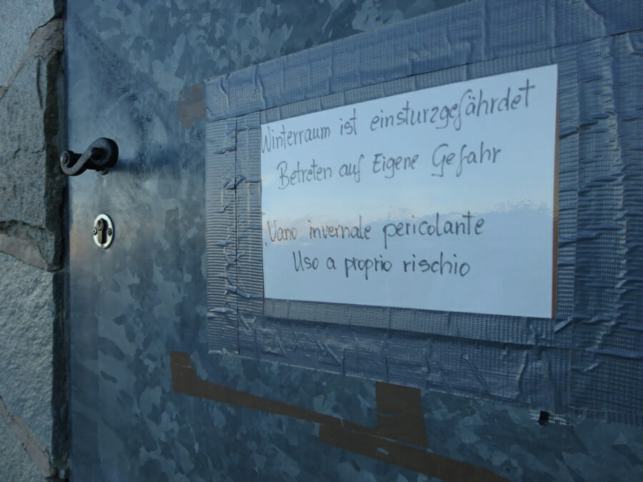 Übernachtungsmöglichkeit im Winterraum der Payerhütte