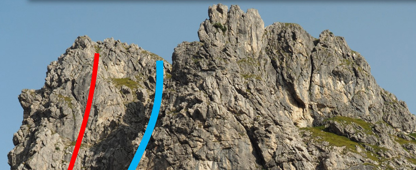 die Routen der Gumpüenkarspitze Südwand