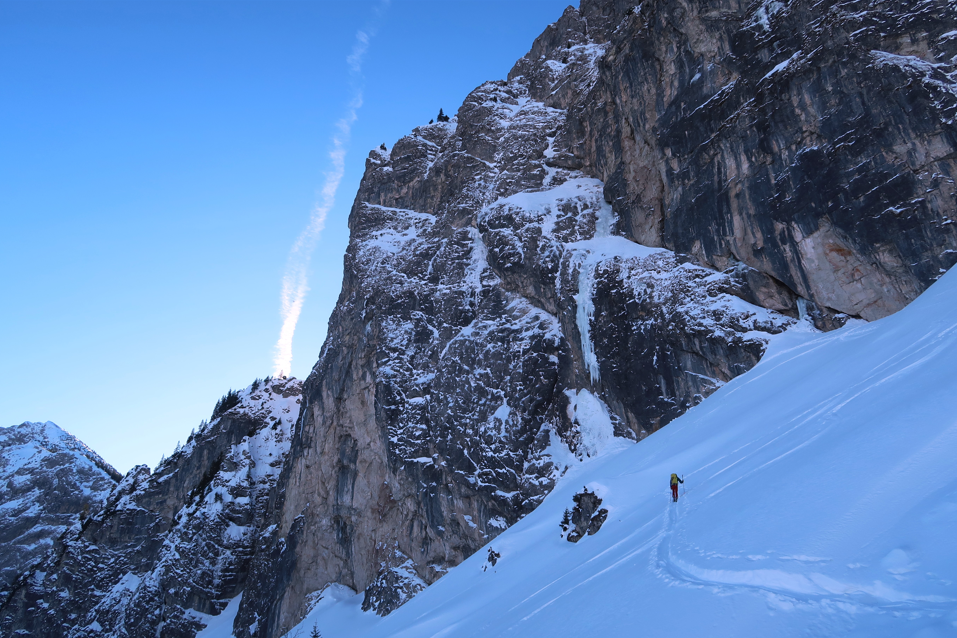 Der Eisfall im unteren Teil der Route sticht sofort ins Auge. Foto F. Miller